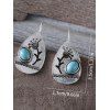 Boucles D'Oreilles Pendantes Vintage Evidées Goutte de Larme en Turquoise - Argent 