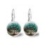 Boucles D'Oreilles Motif Arbre de Vie et Pierre Précieuse - multicolor B 