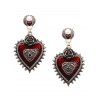 Boucles D'Oreilles Pendantes Œil de Démon Cœur Style Gothique - Rouge foncé 