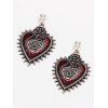 Boucles D'Oreilles Pendantes Œil de Démon Cœur Style Gothique - Rouge foncé 