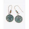 Boucles D'Oreilles Vintage Ethnique Motif Géométrique - Vert clair 