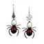 Boucles D'Oreilles D'Halloween Punk Pendantes Araignée en Email - Rouge foncé 