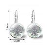 Boucles D'Oreilles Motif Arbre de Vie et Pierre Précieuse - Blanc 