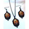 Ensemble Boucles D'Oreilles et Collier en Alliage avec Pendentif Sorcière et Arbre de Vie en Cristal pour Halloween Style Vintage - multicolor A 