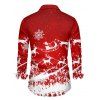 Christmas Elk Santa Claus Snowflake Print Long Sleeve Belted Dress And Button Up Shirt Matching Outfit - Rouge S | US 4