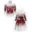 Christmas Plaid Snowflake Ombre Print Belted Long Sleeve Dress And Button Up Shirt Matching Outfit - Rouge S | US 4