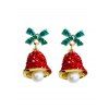 Boucles D'Oreilles Epais Cloche de Noël avec Nœud Papillon - multicolor A 