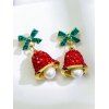 Boucles D'Oreilles Epais Cloche de Noël avec Nœud Papillon - multicolor A 