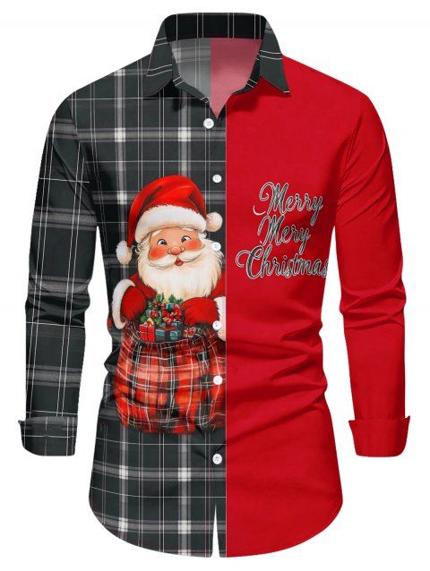 Chemise Boutonnée à Carreaux Imprimé Père Noël