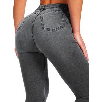 High Waist Zip Fly Skinny Long Pencil Jeans