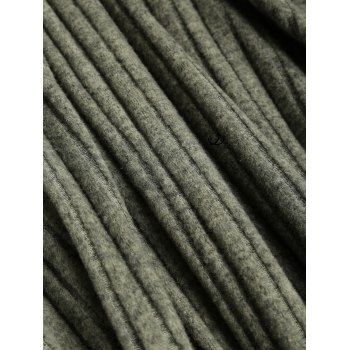 Rib Contrast Long Sleeve O Ring Belt 2 In 1 Knit Dress 
