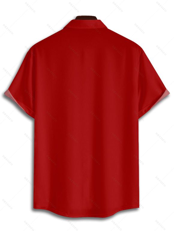 Christmas Argyle Print ColorblockBelted Mini Dress And Short Sleeve Button Up Shirt Matching Outfit - Vert profond S | US 4