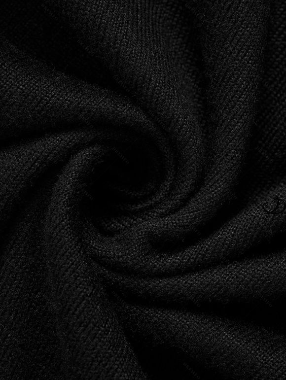 Haut en Tricot à Bretelle Bouclée Epaule Dénudée en Couleur Unie à Manches Longues - Noir L | US 8-10