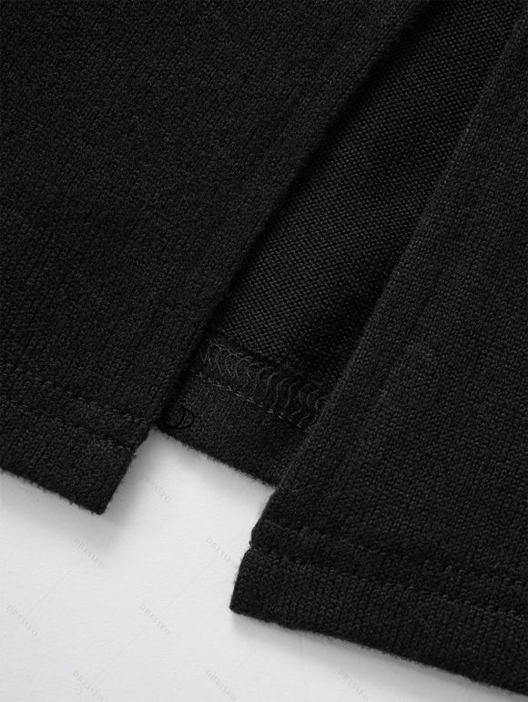 Haut en Tricot à Bretelle Bouclée Epaule Dénudée en Couleur Unie à Manches Longues - Noir L | US 8-10