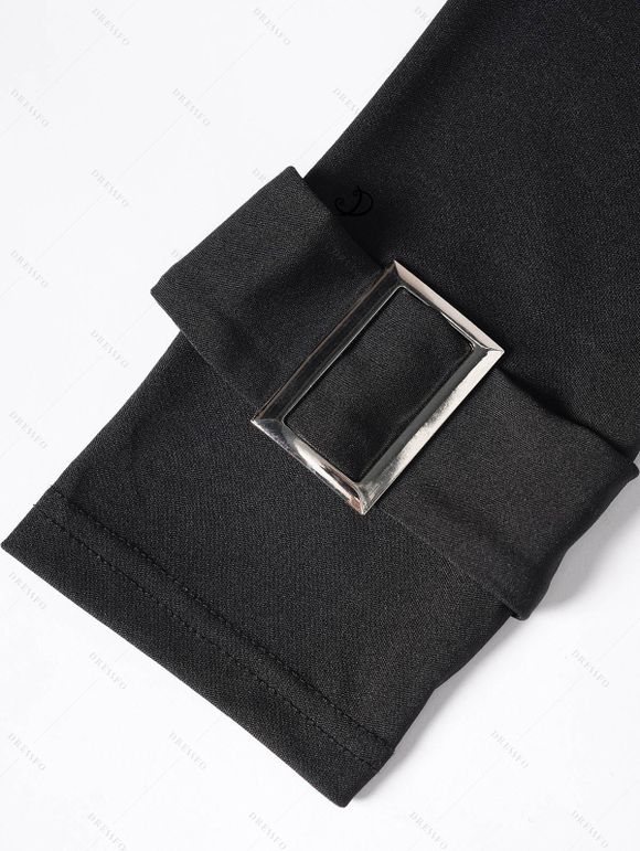 Manteau à Capuche Zippé Gothique en Couleur Unie à Lacets - Noir M