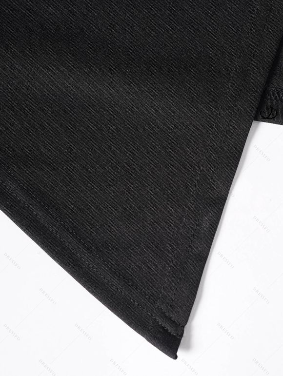 Manteau à Capuche Zippé Gothique en Couleur Unie à Lacets - Noir M