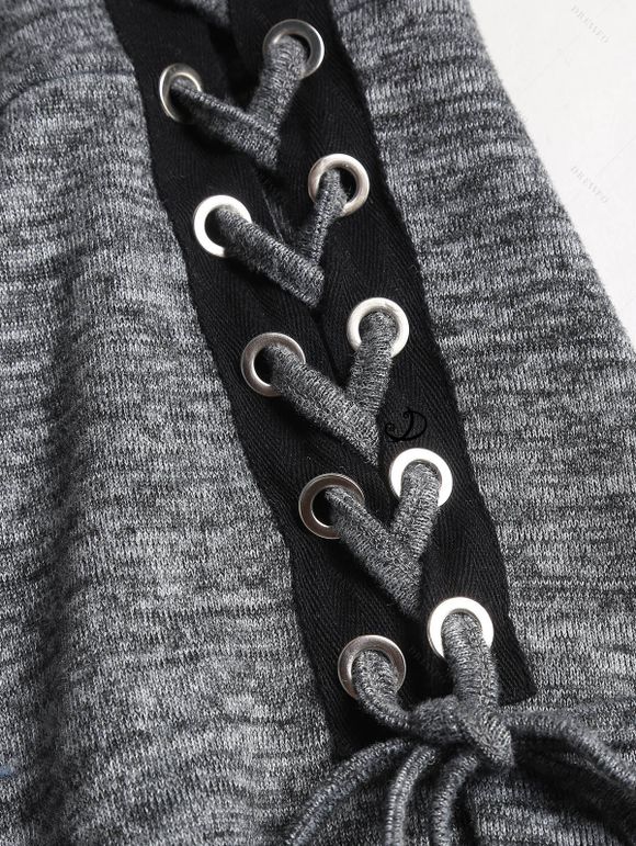 Robe Tribale Imprimée Jointive Rayée en Arc-en-ciel à Manches Longues à Col Relevé - Gris Clair XL | US 12