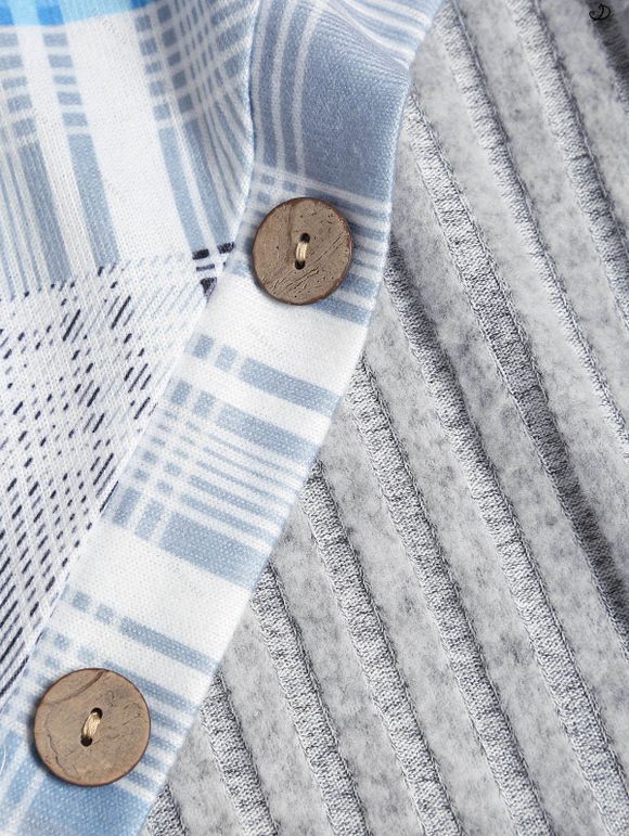 Haut Côtelé Panneau en Tricot Imprimé à Epaule Dénudée - Gris Clair S | US 4