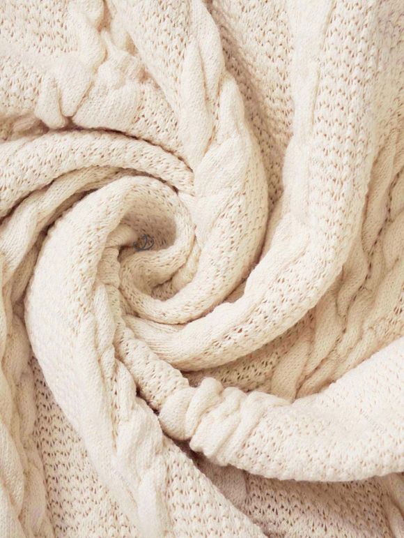 Mini Robe Pull Ceinturée Panneau à Carreaux en Tricot à Câble à Volants - café lumière L | US 8-10