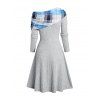 Robe Moulante Asymétrique Jointive à Carreaux Boutonnée à Epaule Dénudée - Gris Clair S | US 4