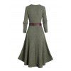 Robe 2 en 1 en tricot côtelé à manches longues et ceinture à anneau en O - Vert profond XXXXL | US 18