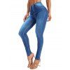 Jean Crayon Long Zippé Cousu à Taille Haute - Bleu Ciel XXL | US 12