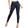 Pantalon Crayon Long Zippé à Taille Haute en Denim avec Poche - Bleu de Minuit XXL | US 12