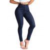 Pantalon Crayon Long Zippé à Taille Haute en Denim avec Poche - Bleu de Minuit XXL | US 12