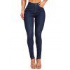 Pantalon Crayon Long Zippé à Taille Haute en Denim avec Poche - Bleu de Minuit XXL | US 12