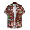 Chemise de Noël Boutonnée Graphique Imprimé Partout à Manches Courtes - Café profond 2XL