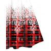 Christmas Plaid Snowflake Print Off The Shoulder Cinched Mini Godet Dress And Faux Fur High Heel Boots Xmas Chain Necklace Drop Earrings Set - Rouge S | US 4