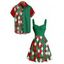 Christmas Argyle Print ColorblockBelted Mini Dress And Short Sleeve Button Up Shirt Matching Outfit - Vert profond S | US 4