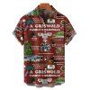 Christmas Allover Print V Neck A Line Mini Dress And Short Sleeve Button Up Shirt Matching Outfit - Café profond S | US 4