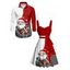 Christmas Contrast Color Santa Claus Snowflake Print Belted Mini Dress And Long Sleeve Button Down Shirt Matching Outfit - Rouge S | US 4