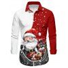 Christmas Contrast Color Santa Claus Snowflake Print Belted Mini Dress And Long Sleeve Button Down Shirt Matching Outfit - Rouge S | US 4