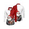 Christmas Contrast Color Santa Claus Snowflake Print Belted Mini Dress And Long Sleeve Button Down Shirt Matching Outfit - Rouge S | US 4