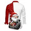 Christmas Contrast Color Santa Claus Snowflake Print Belted Mini Dress And Long Sleeve Button Down Shirt Matching Outfit - Rouge S | US 4