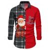 Christmas Plaid Santa Claus Letter Half And Half Print Belted Mini Dress And Long Sleeve Button Up Shirt Matching Outfit - Rouge S | US 4