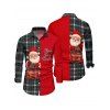 Christmas Plaid Santa Claus Letter Half And Half Print Belted Mini Dress And Long Sleeve Button Up Shirt Matching Outfit - Rouge S | US 4