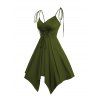 Lace Up High Waist Asymmetric Spaghetti Strap A Line Dress And Rivet Buckle Strap Zip Up Boots Life Tree Pattern Hoop Drop Earrings Outfit - Vert profond S | US 4