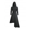 Robe Mi-Longue à Capuche Asymétrique Gothique Découpée à Manches Longues en Couleur Unie - Noir XXL | US 14