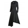 Robe Mi-Longue à Capuche Asymétrique Gothique Découpée à Manches Longues en Couleur Unie - Noir XXL | US 14