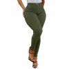 Jean Crayon Long Zippé avec Poche Au Dos en Couleur Unie - Vert profond XL | US 10