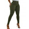 Jean Crayon Long Zippé avec Poche Au Dos en Couleur Unie - Vert profond XL | US 10