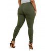 Jean Crayon Long Zippé avec Poche Au Dos en Couleur Unie - Vert profond L | US 8