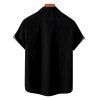 Chemise Décontractée Père Noël Imprimée Boutonnée à Manches Courtes - Noir 2XL