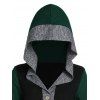 Robe à Capuche Tricotée Boutonnée en Blocs de Couleurs Ourlet Haut Bas à Manches Evasées - Vert profond XXL | US 14