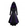 Robe à Capuche Haute Basse Jointif en Dentelle à Manches Longues avec Œillet - Noir XL | US 12