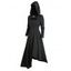 Robe Mi-Longue à Capuche Asymétrique Gothique Découpée à Manches Longues en Couleur Unie - Noir XXL | US 14