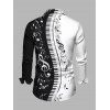 Chemise Boutonnée Note de Musique Imprimée Manches Longues à Col Relevé - Noir S